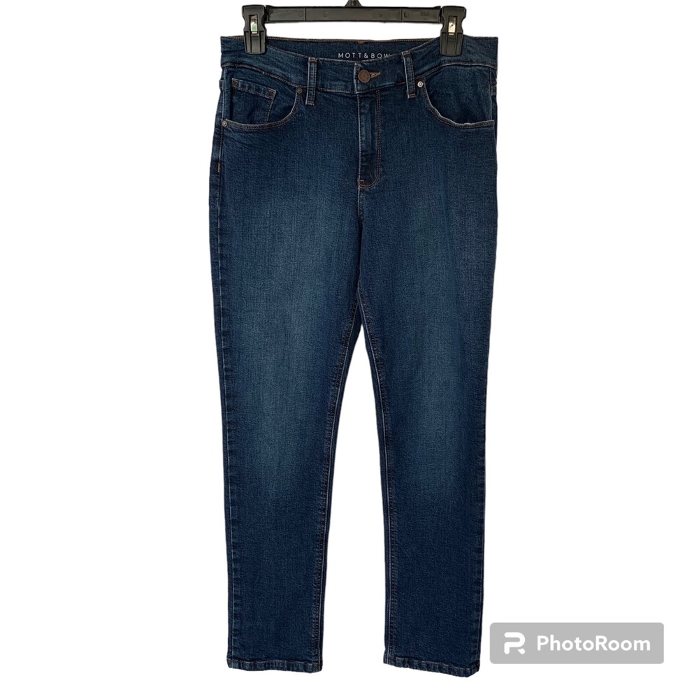 MOTT & BOW Womens 28 X 28 Mid Rise Dark Wash Boyfriend Straight Jeans